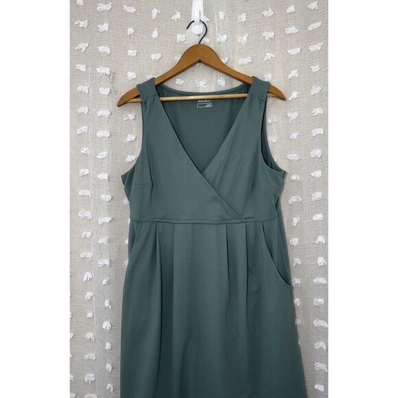 Eddie Bauer Women's Aster Crossover Dress Active Size Large Green Pockets - Picture 4 of 9